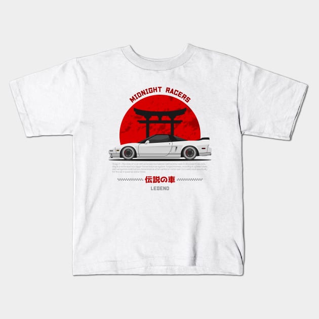 Midnight Racer White NSX JDM Kids T-Shirt by GoldenTuners